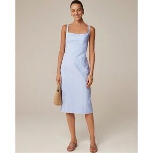 J.CREW Square Neck Seamed Sheath Midi Dress Size 6 Blue Eoe NWT